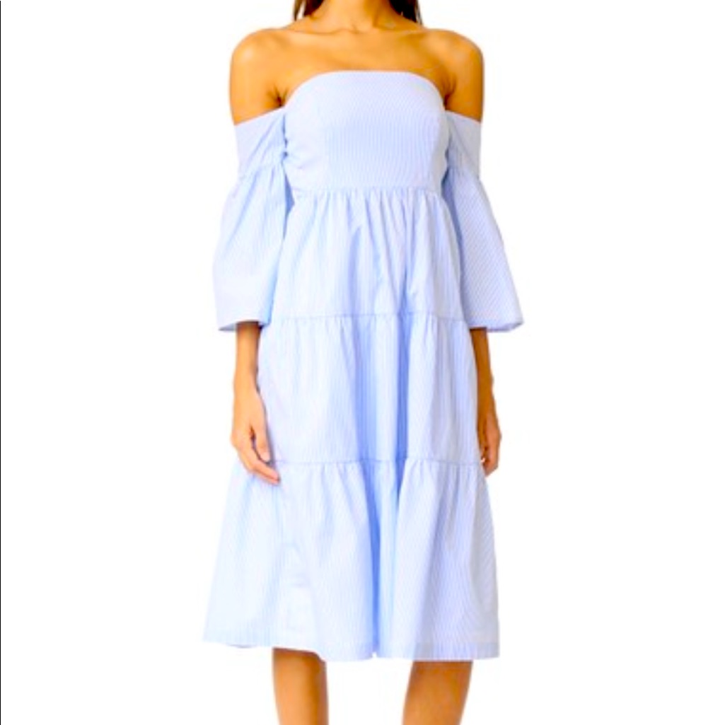 Club Monaco Rhodas Dress Blue Stripe